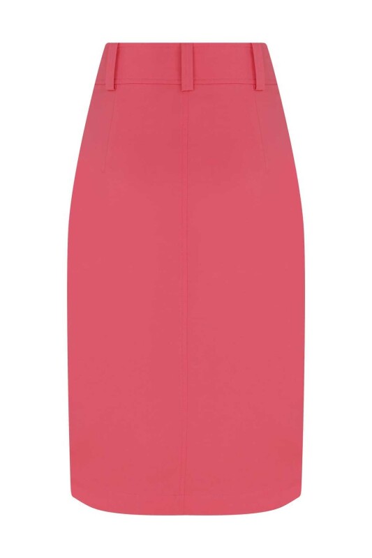 Düğmeli Uzun Etek Pembe - 5