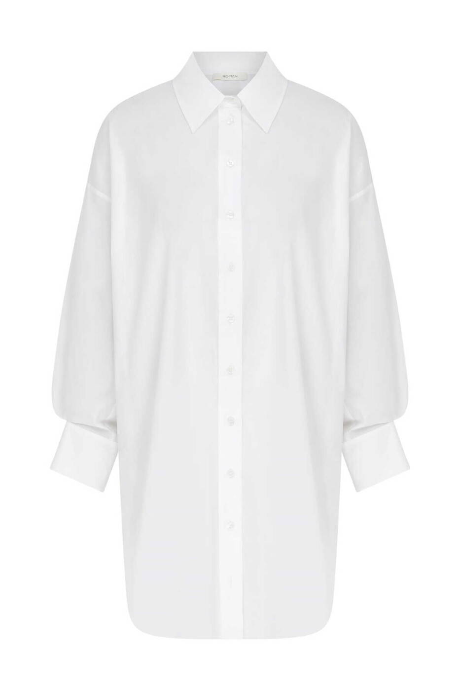  Düğmeli Uzun Kadın Gömlek Beyaz - 3