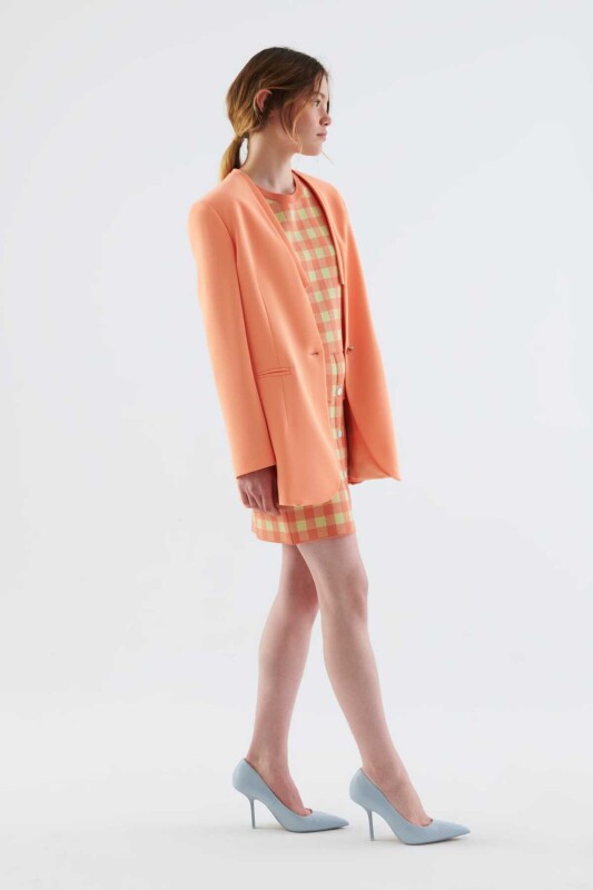 Düğmeli V Yakalı Kadın Ceket Y.Ağzı - 1