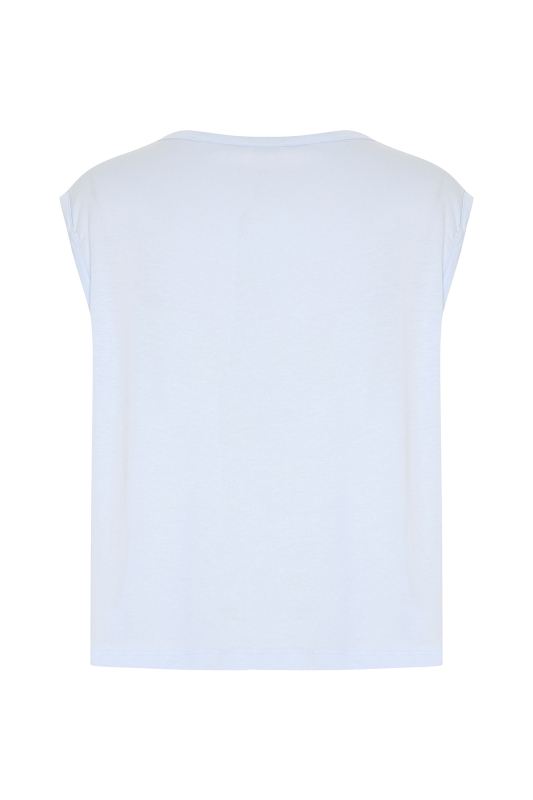 Düğüm Grünümlü Kolsuz T-shirt Mavi - Roman (1)