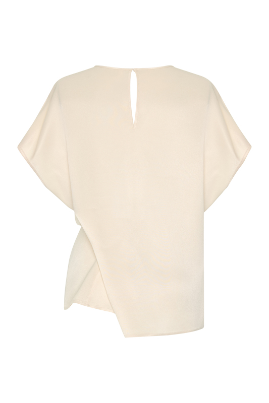 Düşük Omuzlu Bisiklet Yaka Bluz Krem - 6