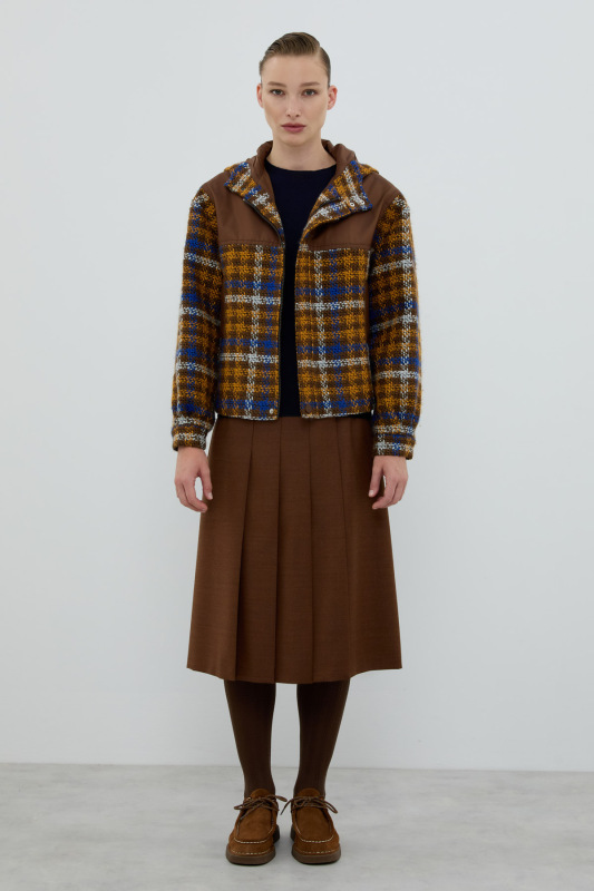 Ekose Tüvit Kapüşonlu Mont Standart Renk - 4