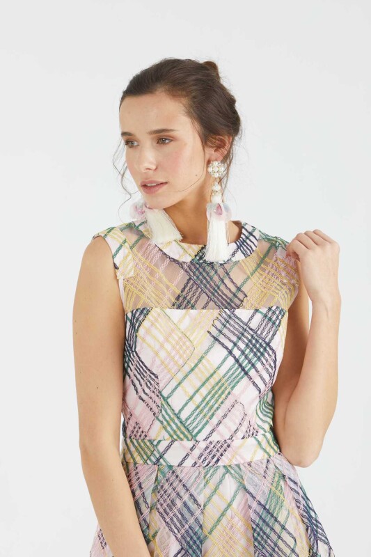 Ekoseli Günlük Elbise Standart Renk - 3