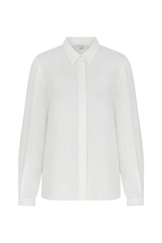  Erkek Yakalı Kadın Gömlek Ekru - 4