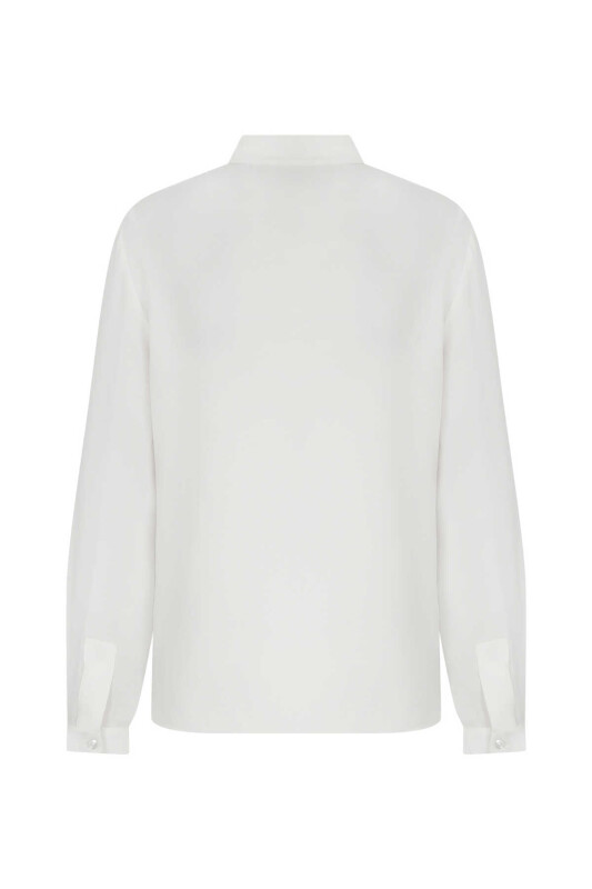  Erkek Yakalı Kadın Gömlek Ekru - 5