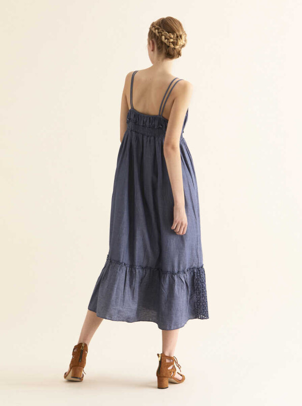 Etek Ucu Detaylı Indigo Günlük Elbise İndigo - 2