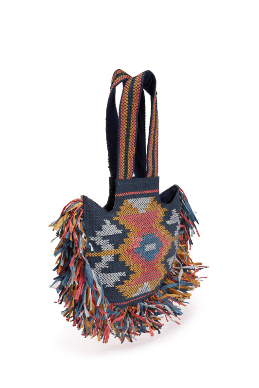 Etnik Desen Püsküllü Çanta Standart Renk - 2