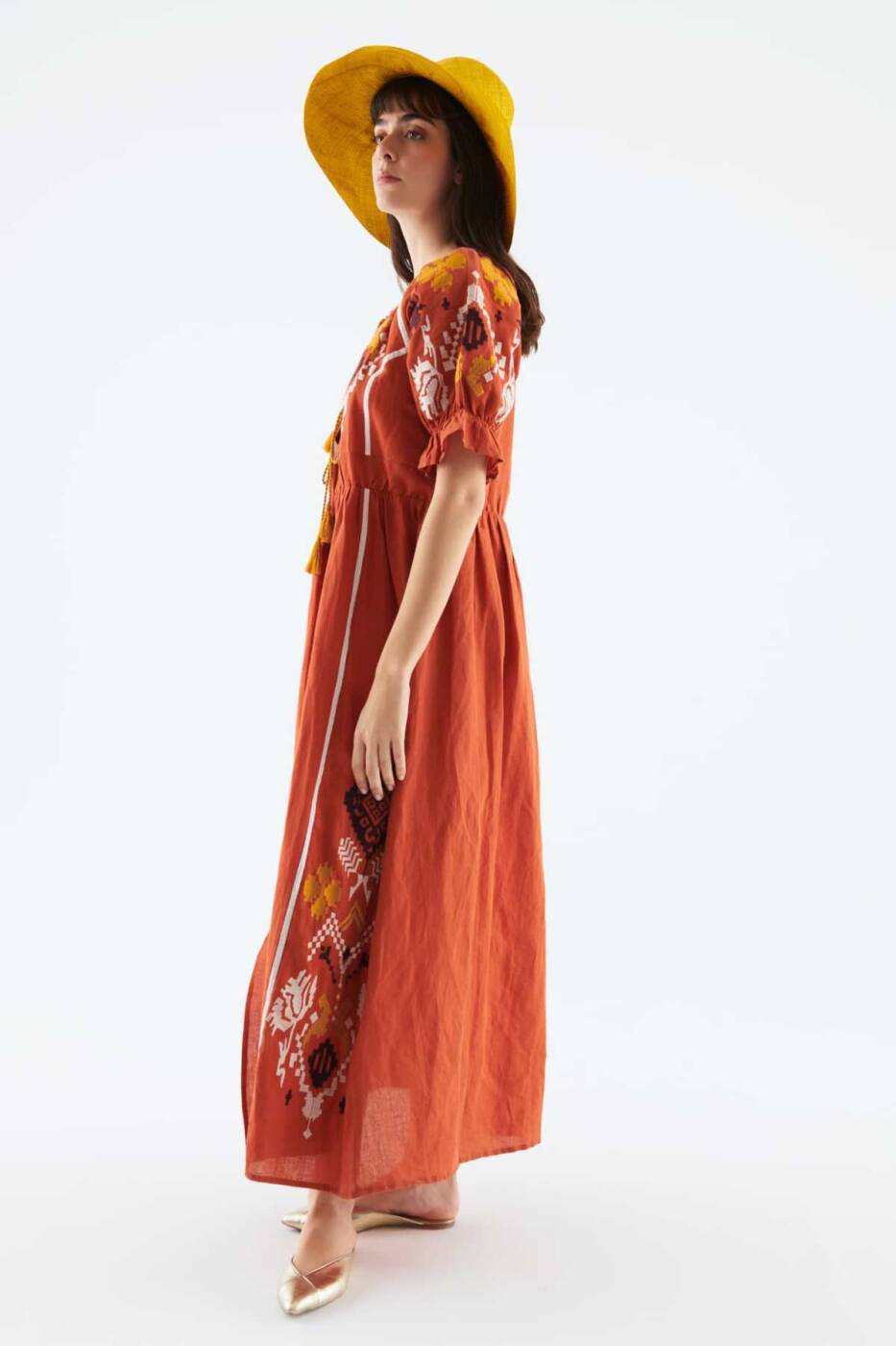 Etnik Desenli Kadın Günlük Elbise Standart Renk - 3