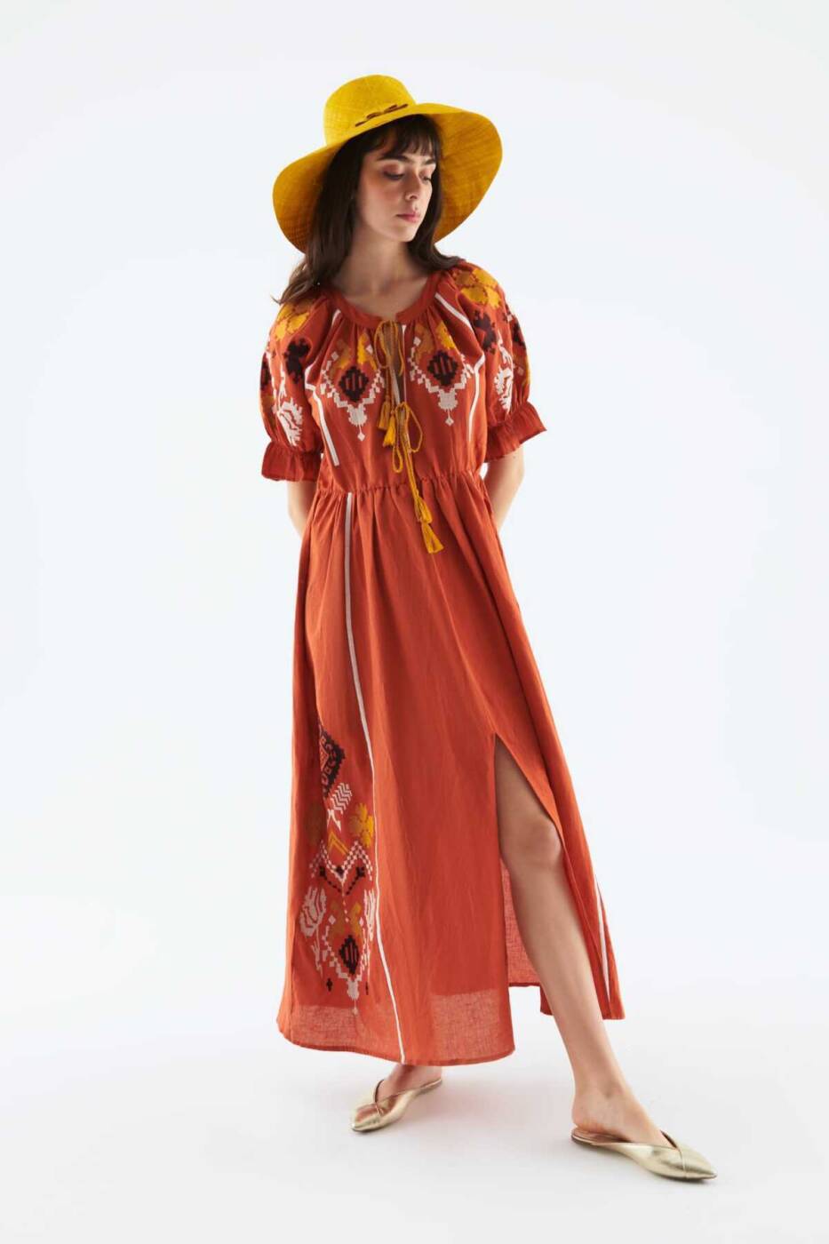 Etnik Desenli Kadın Günlük Elbise Standart Renk - 1