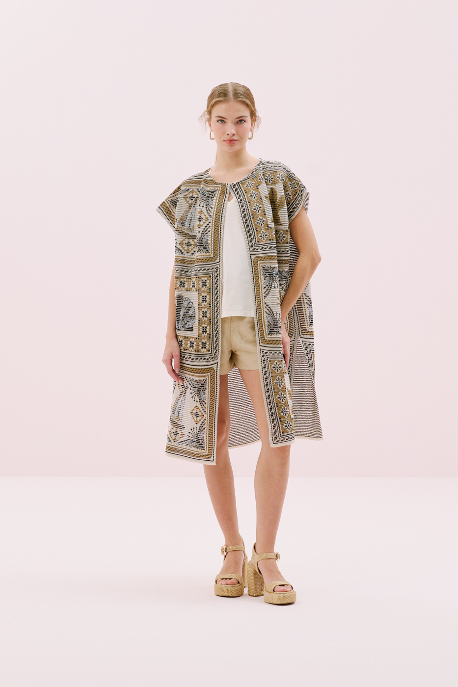 Etnik Desenli Triko Kimono Standart Renk - 1
