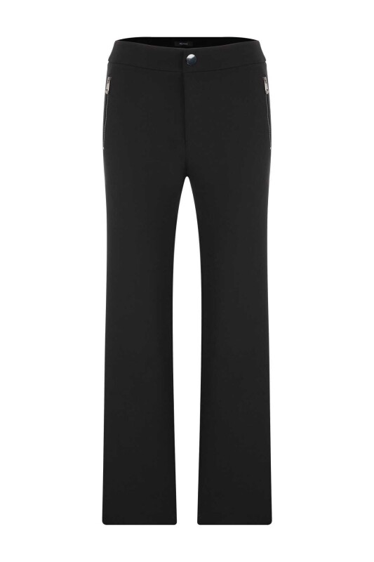  Fermuar Cepli Kadın Pantolon Siyah - 4