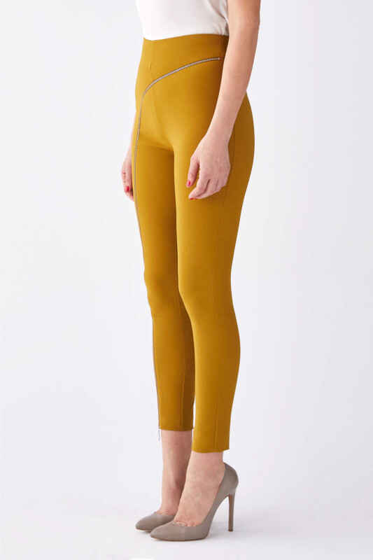  Fermuar Detaylı Kadın Pantolon Olive - 3