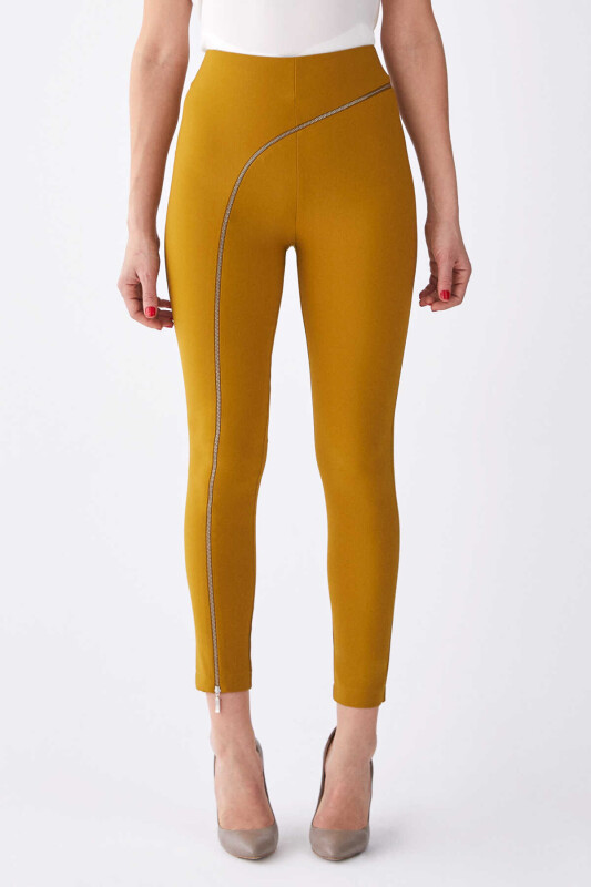  Fermuar Detaylı Kadın Pantolon Olive - 1