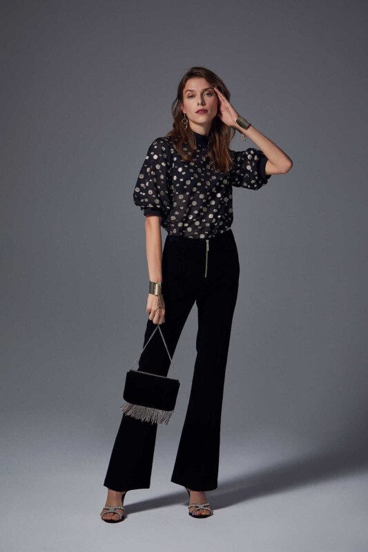  Fermuar Detaylı Pantolon Siyah - 4