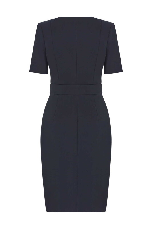  Fermuarlı Abiye Elbise Lacivert - 5