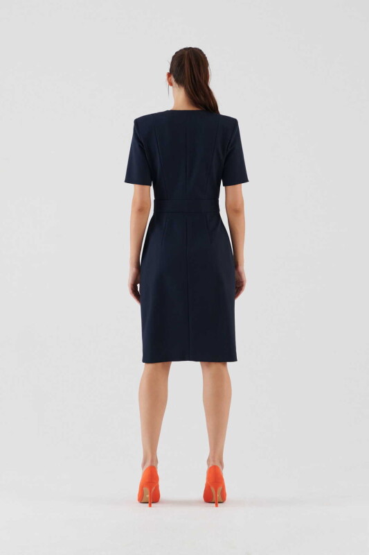  Fermuarlı Abiye Elbise Lacivert - 2