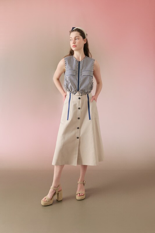 Poplin Vest with Zippered Elastic Waist Original - 3