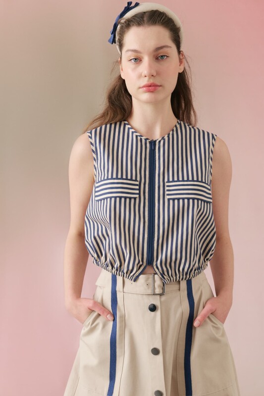 Poplin Vest with Zippered Elastic Waist Original - 1