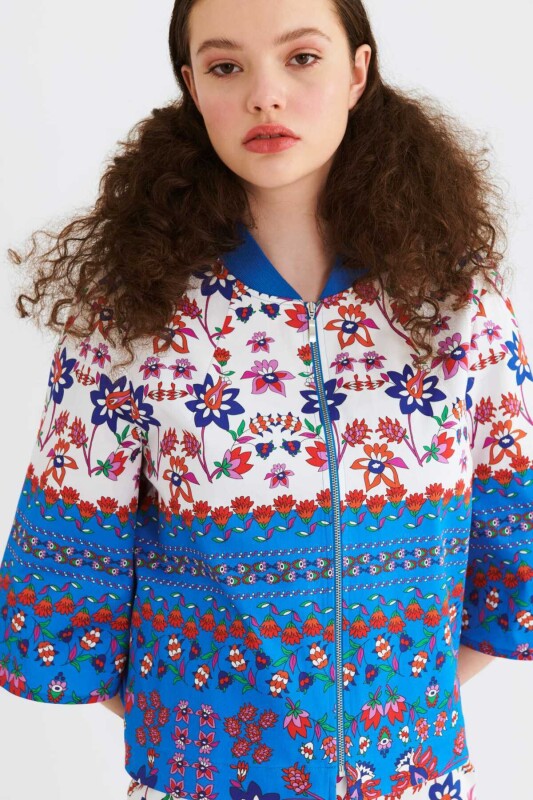 Fermuarlı Desenli Kısa Kadın Mont Standart Renk - 3