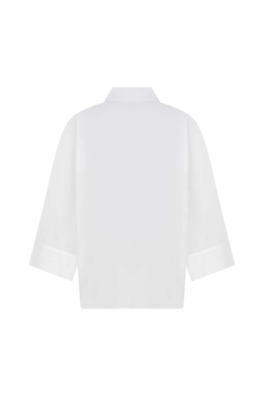 Fermuarlı Kadın Gömlek Beyaz - 5