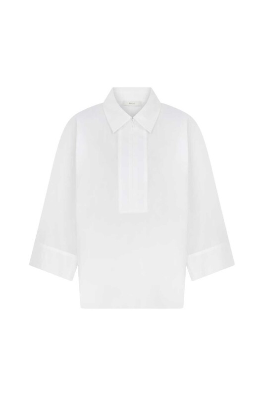 Fermuarlı Kadın Gömlek Beyaz - 4