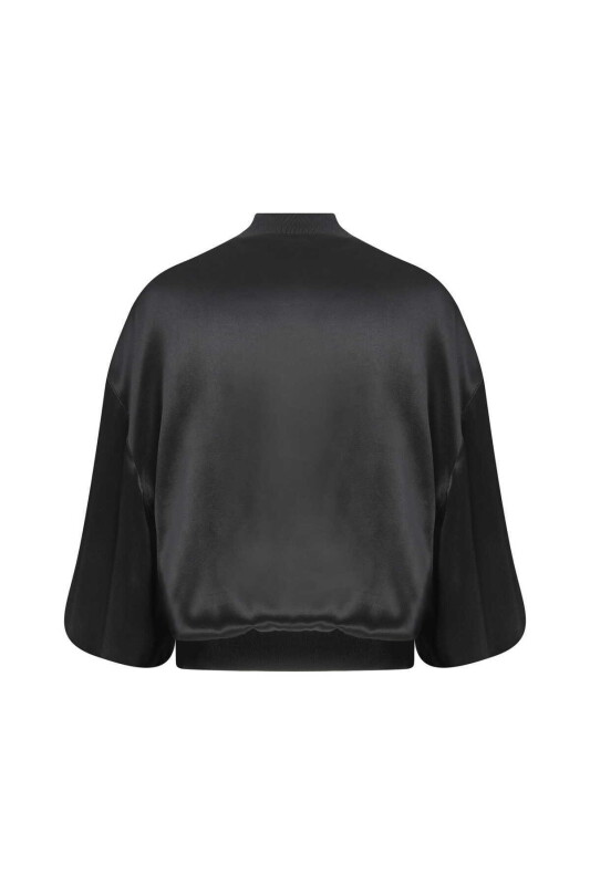  Fermuarlı Kadın Mont Siyah - 5