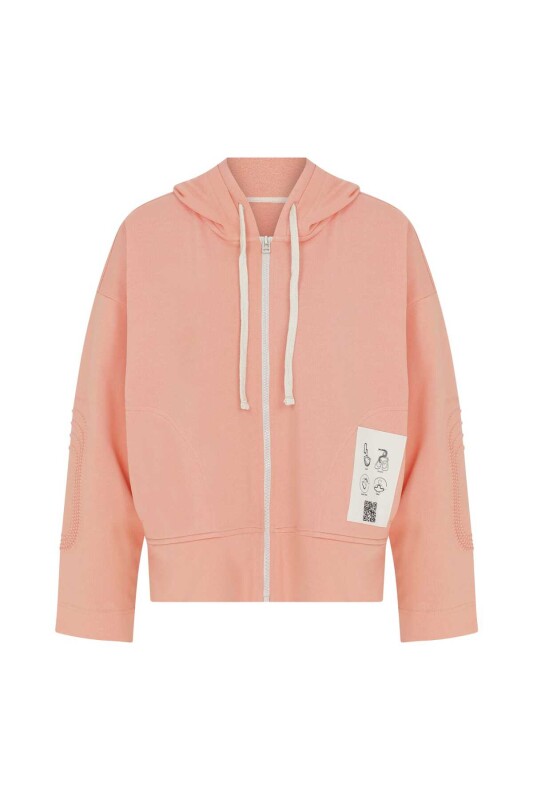  Fermuarlı Kadın Sweatshirt Somon - 4
