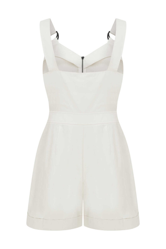 Fermuarlı Kadın Tulum Bej - 5