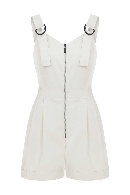 Fermuarlı Kadın Tulum Bej - 4