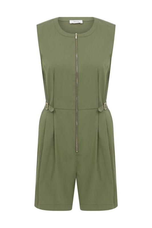 Fermuarlı Kadın Tulum Haki - 4