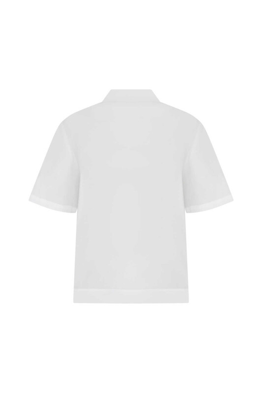 Fermuarlı Kısa Kollu Kadın Gömlek Beyaz - 5