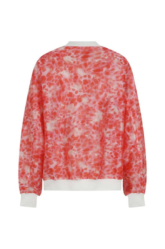 Fermuarlı Lastikli Desenli Kadın Mont Standart Renk - 5