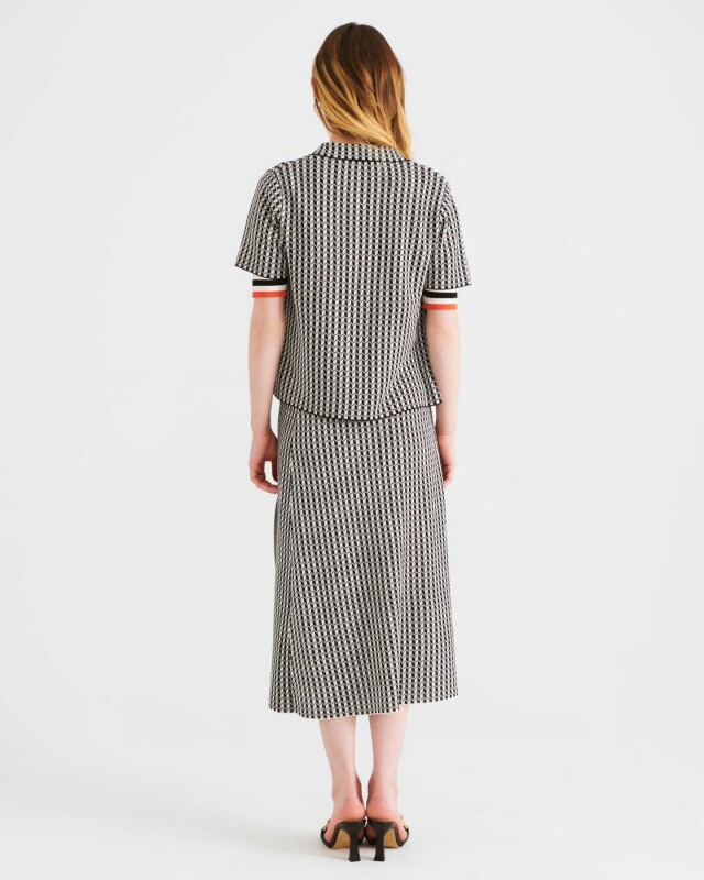 Fermuarlı Triko Kadın Hırka Siyah-Beyaz - 2