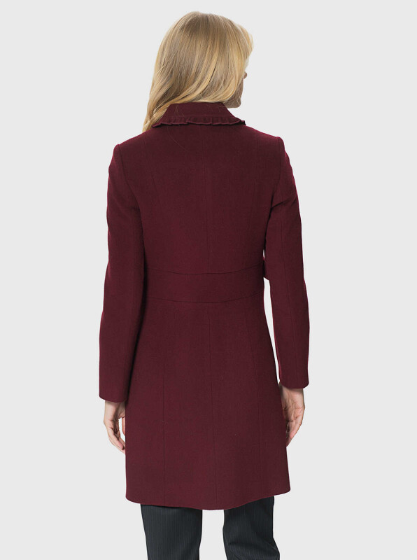  Fırfır Detaylı Kaban Bordo - 2