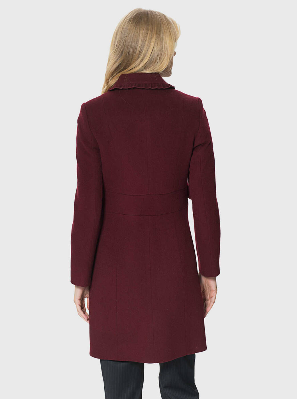  Fırfır Detaylı Kaban Bordo - 2