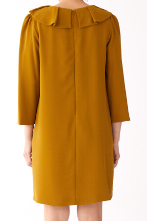  Fırfır Yakalı Mini Elbise Olive - 2