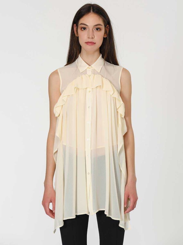 Fırfırlı Bluz Kemik 