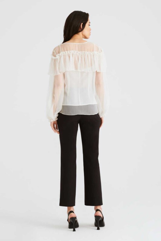 Fırfırlı Bluz Krem - 2