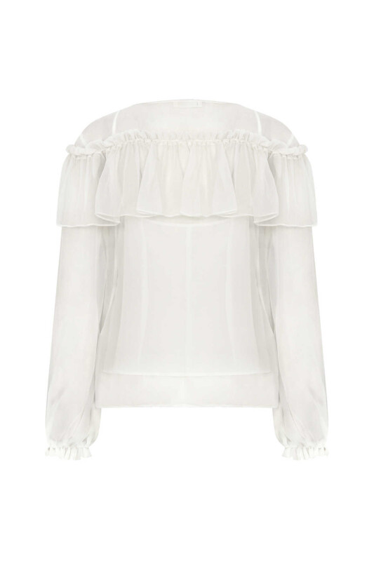 Fırfırlı Bluz Krem - 5