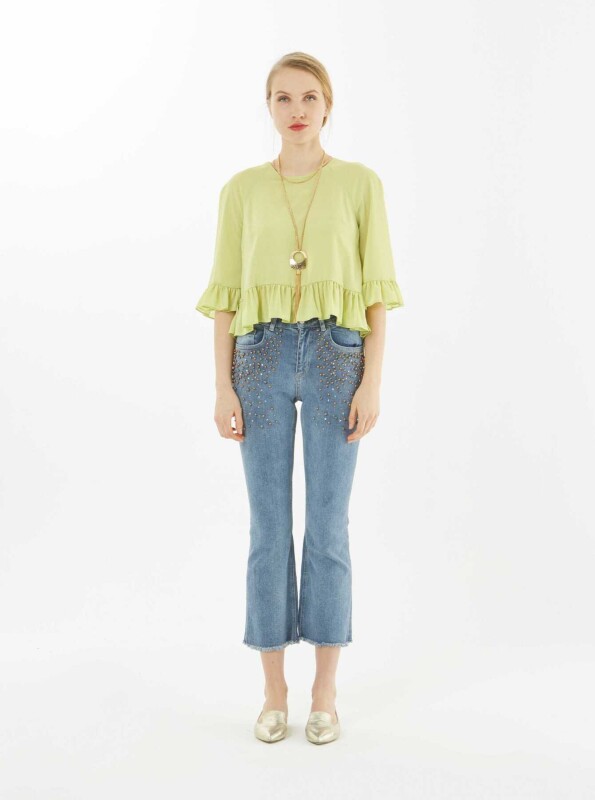 Fırfırlı Bluz Yeşil - 3