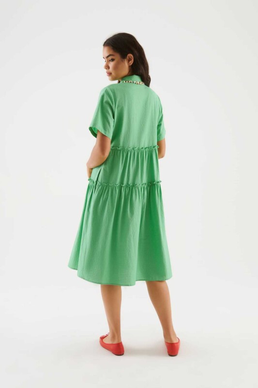 Fırfırlı Midi Boy Elbise Yeşil - 2