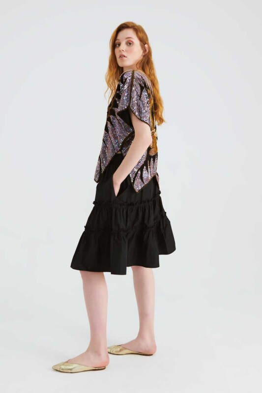 Fırfırlı Mini Etek Siyah - 3