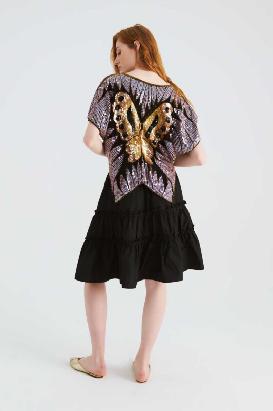 Fırfırlı Mini Etek Siyah - 2