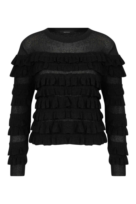  Fırfırlı Triko Siyah - 4