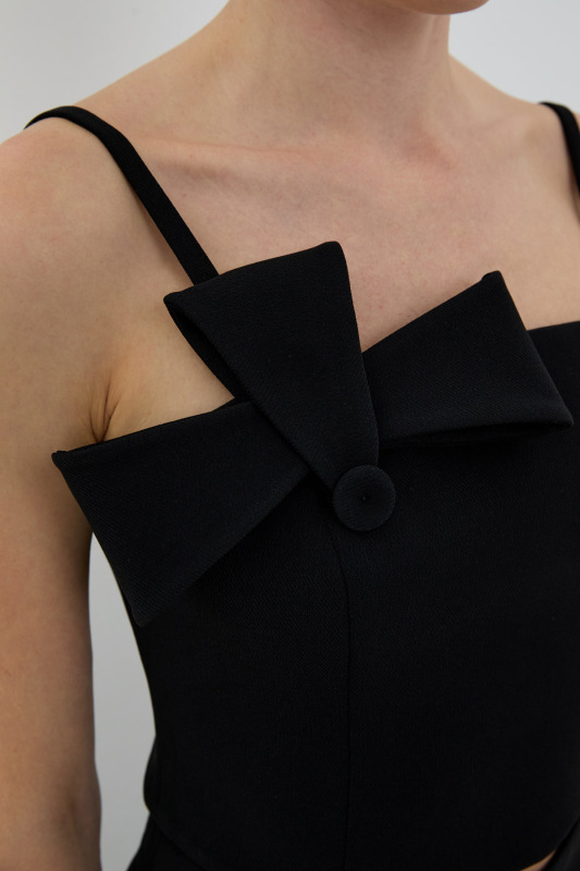 Fiyonk Detaylı İnci Askılı Büstiyer Siyah - 4