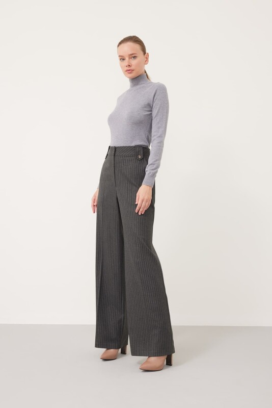 Flanel Geniş Paça Pantolon Standart Renk - 3