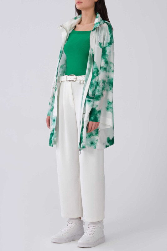 Floral Desen Kapüşonlu Kadın Yağmurluk Standart Renk - 3