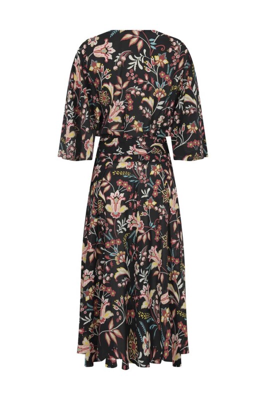  Floral Desenli Kruvaze Midi Boy Elbise Standart Renk - 2