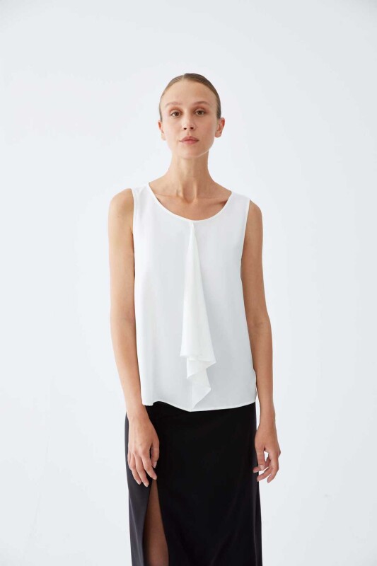  Fular Detaylı Bluz Beyaz - 1