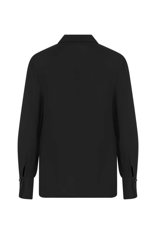  Fular Detaylı Bluz Siyah - 2